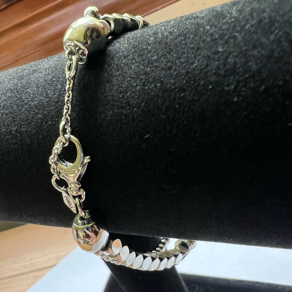 Fossil Silver Tone Multistrand Bead Bracelet - Mixed Textures - Picture 12 of 15